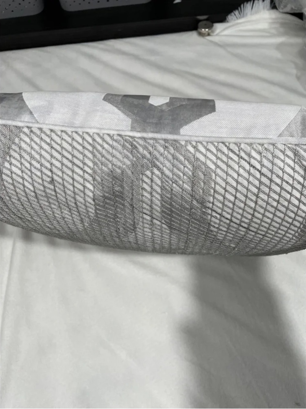 Decorative Rectangular Pillow with Neutral Geometric Pattern - Picture 4 of 8